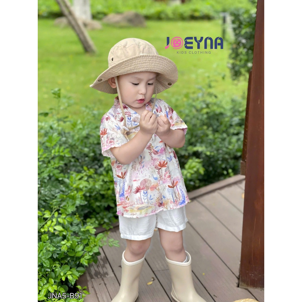 Bộ đi biển Joeyna B91 họa tiết lá và động vật cho bé