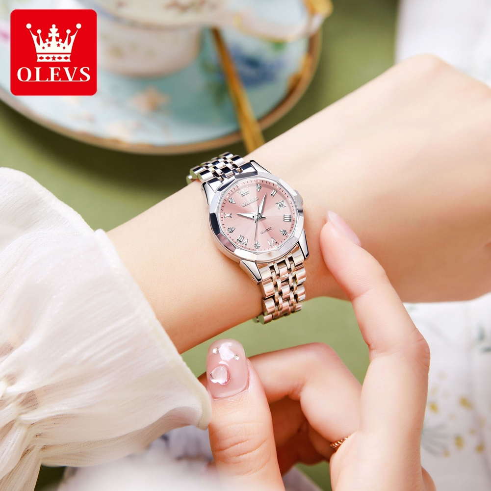 OLEVS Đồng Hồ Thạch anh nữ Chính hãng dây đeo bằng thép không có chống thấm chức năng phát sáng 9931