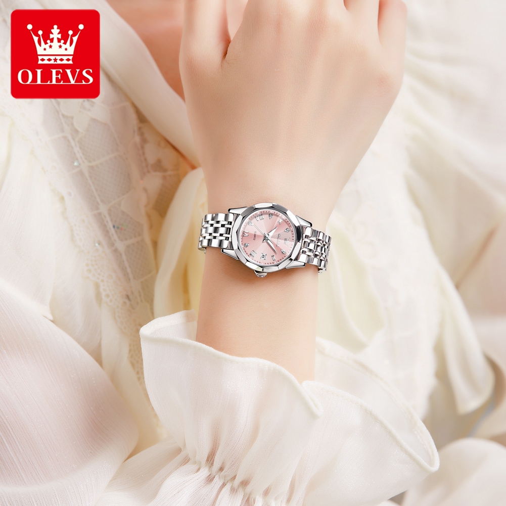OLEVS Đồng Hồ Thạch anh nữ Chính hãng dây đeo bằng thép không có chống thấm chức năng phát sáng 9931
