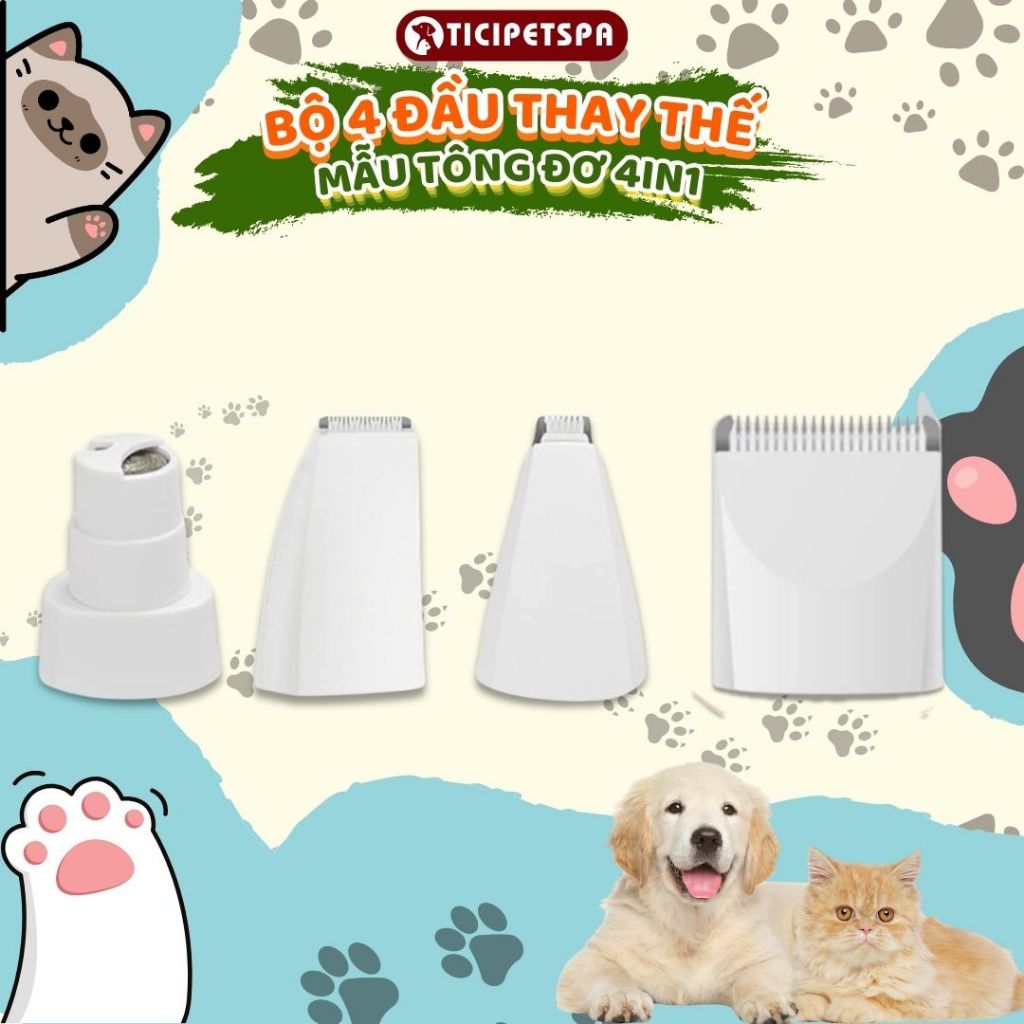 Bộ 4 Đầu Thay Thế, Bộ Lưỡi Thay Thế Tông Đơ 4in1 Cắt Tỉa Lông Chó Mèo Đa Vị Trí, Phụ Kiện Thay Thế, Đầu Máy Thay Thế