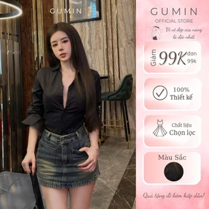 Áo sơ mi nữ công sở GUMIN thiết kế áo dáng ôm cổ bẻ tôn dáng, Áo sơ mi kiểu nữ sang chảnh cao cấp