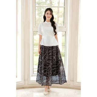 [LAMER X VÕ HÀ LINH] Chân Váy Dài Nhún 3 Tầng Chân Váy Dáng Xoè 2 Lớp Chiffon LAMER O62L25Q008