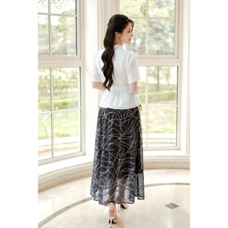 Áo Kiểu Nữ Dáng Peplum LAMER Cổ Tàu Tròn Chun Eo Cô Sở Thanh Lịch L61B26Q002