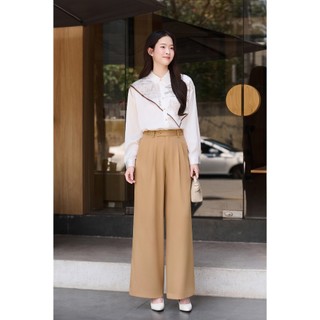 Áo Kiểu Nữ Sơ Mi Lụa Công Sở LAMER FASHION Dài Tay Cổ Đức Phủ Khăn Liền In Họa Tiết Thiết Kế L61H26Q009