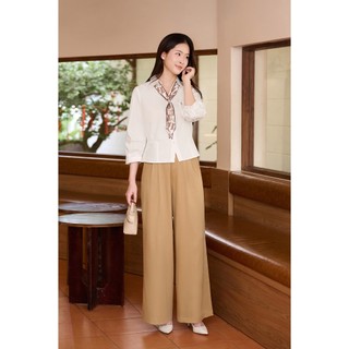 Quần Ống Rộng Công Sở LAMER FASHION Dáng Suông Chun Sườn Túi Dọc Vải Chéo Hàn Đứng Form O64W25Q005