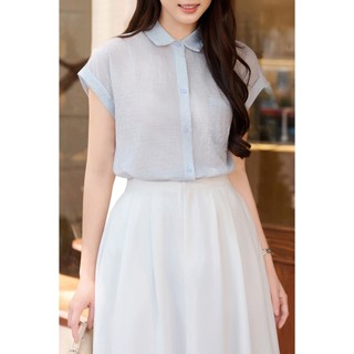 Áo Kiểu Sơ Mi Nữ Công Sở LAMER FASHION Dáng Suông Vai Chờm Chất Liệu Tơ Thoáng Mát O61H26H003