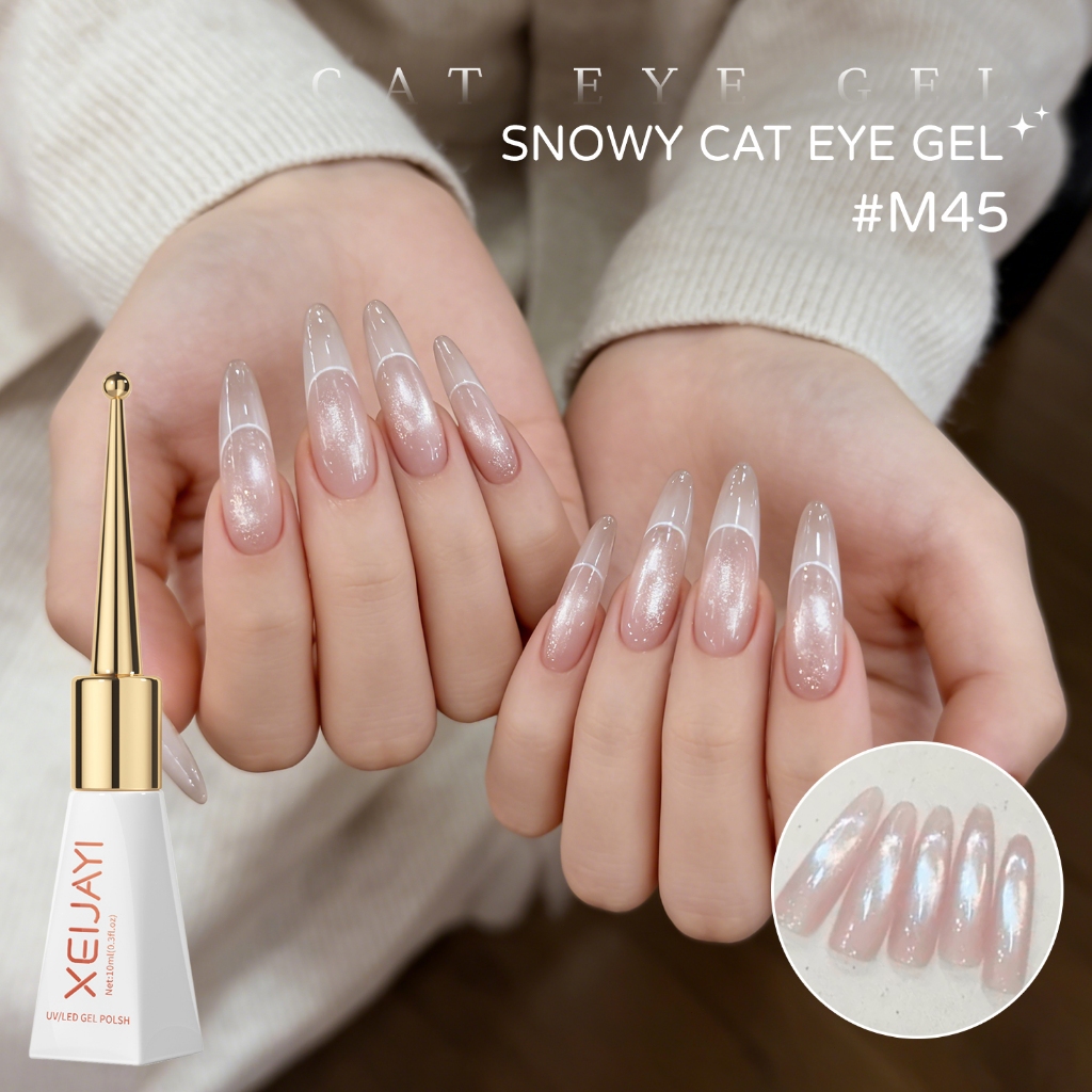 XEIJAYI 10ml - Sơn móng tay dạng gel màu hồng nude cổ điển, hiệu ứng mắt mèo, thích hợp cho salon và sử dụng hàng ngày.
