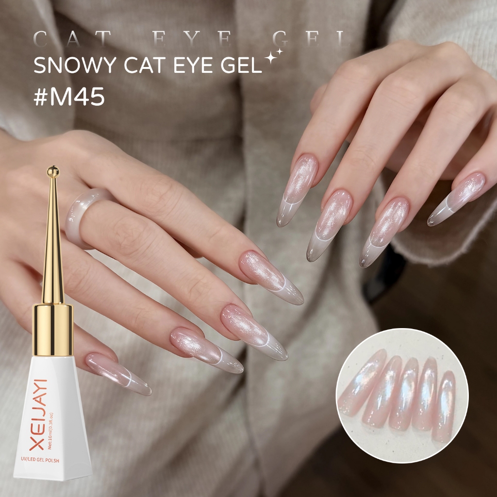 XEIJAYI 10ml - Sơn móng tay dạng gel màu hồng nude cổ điển, hiệu ứng mắt mèo, thích hợp cho salon và sử dụng hàng ngày.