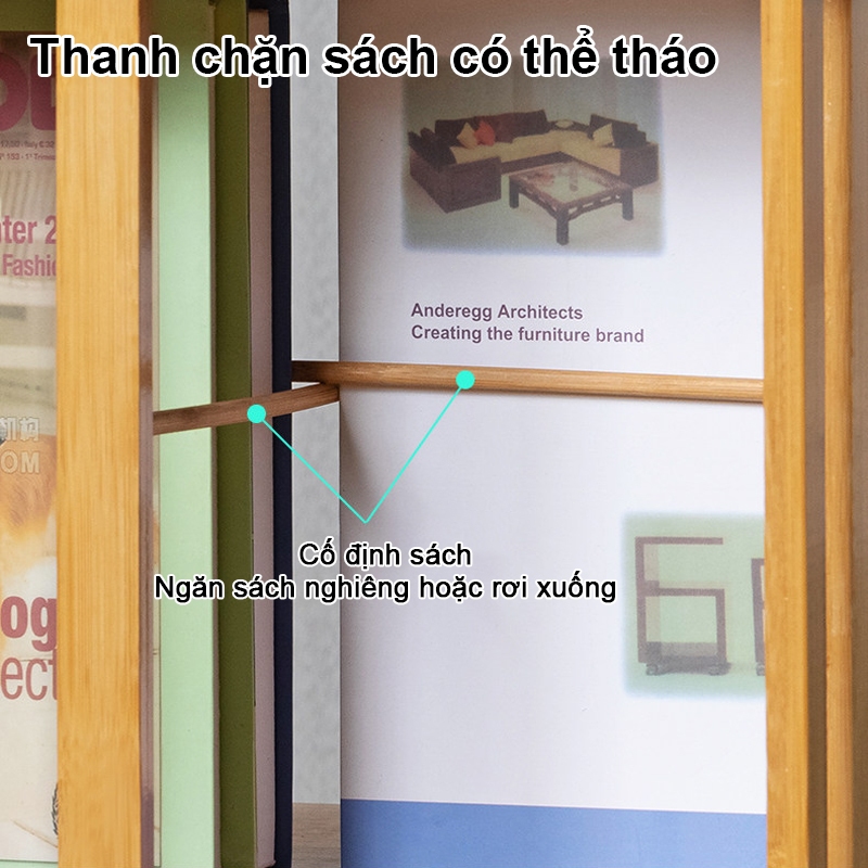 Tủ Kệ Sách Bằng Tre Tự Nhiên  Thiết Kế Tối Giản Chất Liệu Tự Nhiên Xoay 360° Kệ Đa Năng Để Sách
