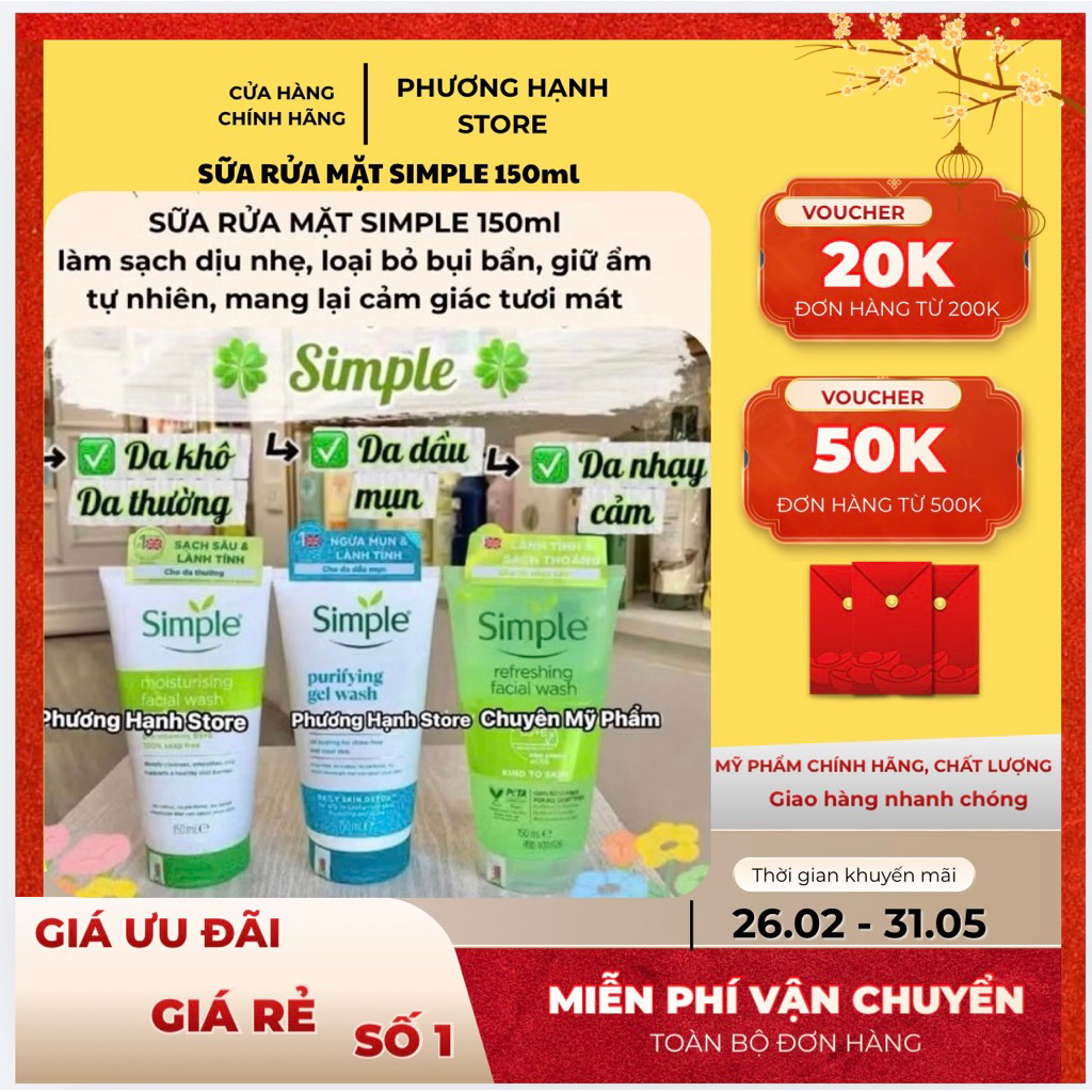 Sữa Rửa Mặt Simple 150ml Refreshing Facial Wash Chính Hãng – SRM Simple ...