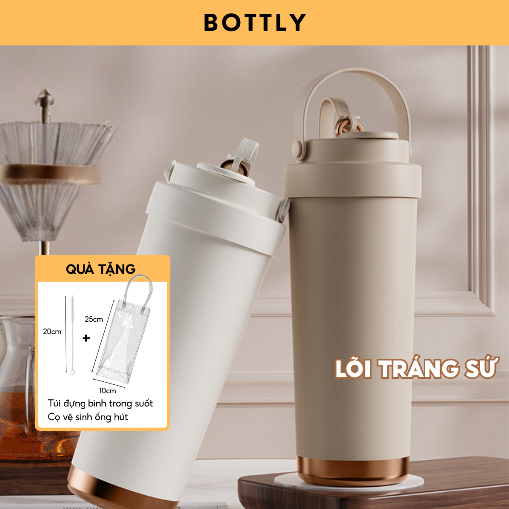 Ly Giữ Nhiệt Khắc Tên Elegant 500ml/750ml, Inox 304, Lõi Tráng Sứ Cao Cấp, Sang Trọng, Tiện Lợi