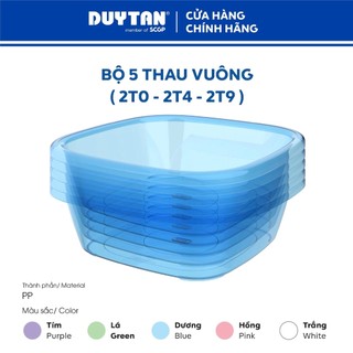 Combo 5 Thau Vuông Duy Tân – Nhựa PP – Nhiều Kích Thước – Dùng Trong Gia Đình