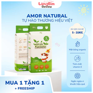 Tã Bỉm Dán/Quần Amor Natural Mềm Mại, Mặt Bông Organic, Tinh Chất Vitamin E, Đủ Size Cho Bé Từ 5 - 21kg Chính Hãng