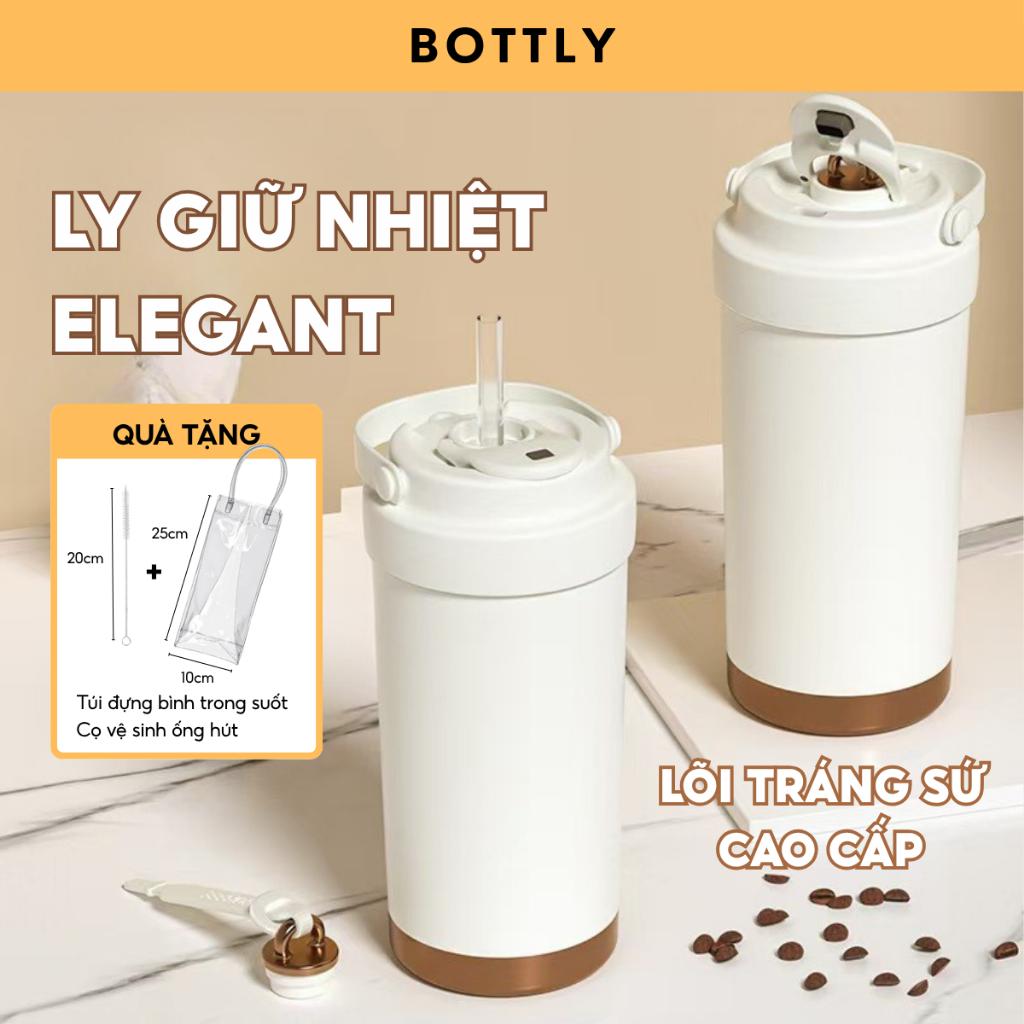 Ly giữ nhiệt khắc tên BOTTLY Elegant 500ml/750ml, inox 304, lõi tráng sứ cao cấp, chính hãng 84HYDRO