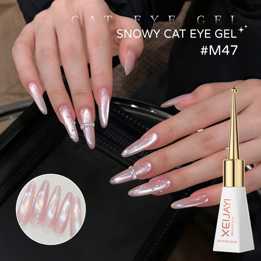 XEIJAYI 10ml - Sơn móng tay dạng gel màu hồng đào nude, hiệu ứng mắt mèo, bền màu và thời trang, hoàn hảo cho mùa xuân.