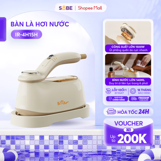 Bàn Ủi Hơi Nước Cầm Tay Bear Bàn Ủi Bàn Là Hơi Nước Cầm Tay Bàn Là Bàn Ủi Quần Áo Bàn Là Quần Áo Bàn Ủi Mini IR-4H15H