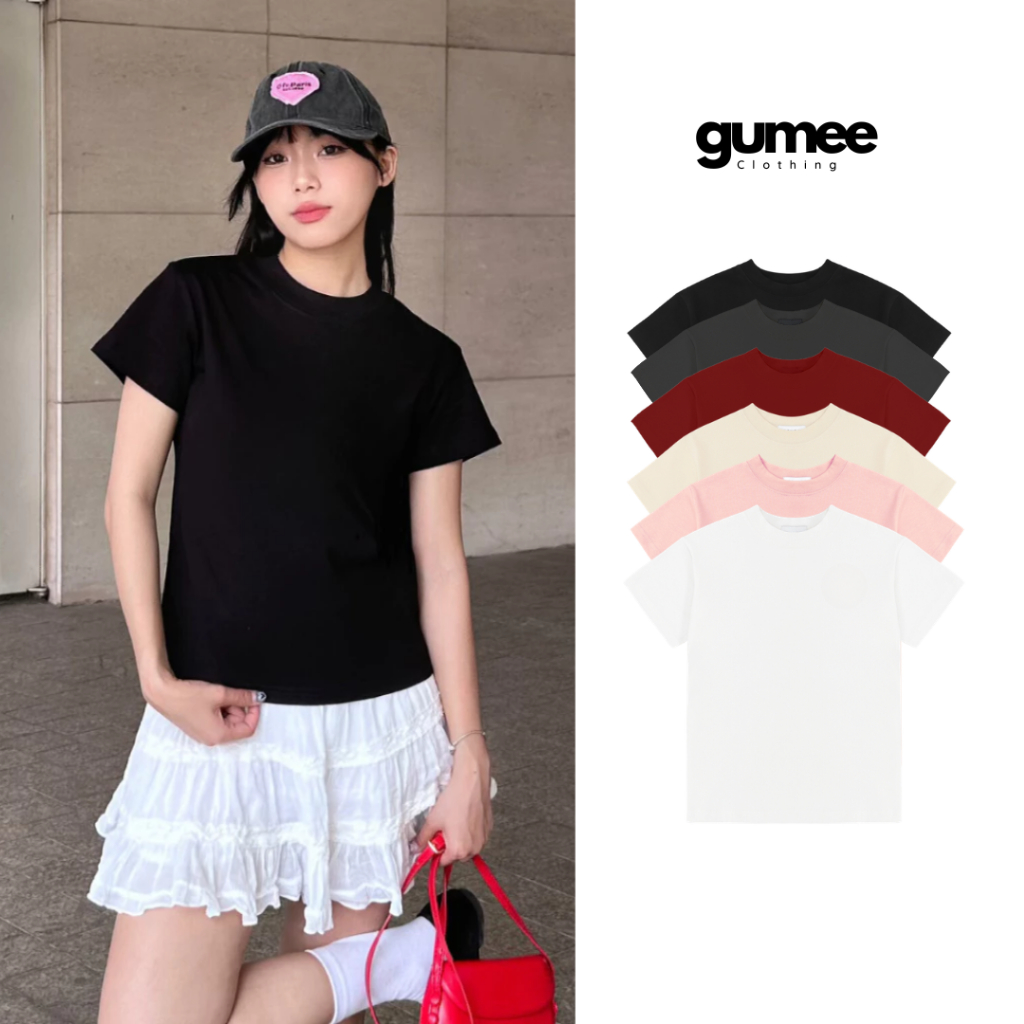 Áo thun baby tee nữ trơn basic ngắn tay cổ bo chun chất cotton mềm thoáng mát thấm hút mồ hôi - BBT