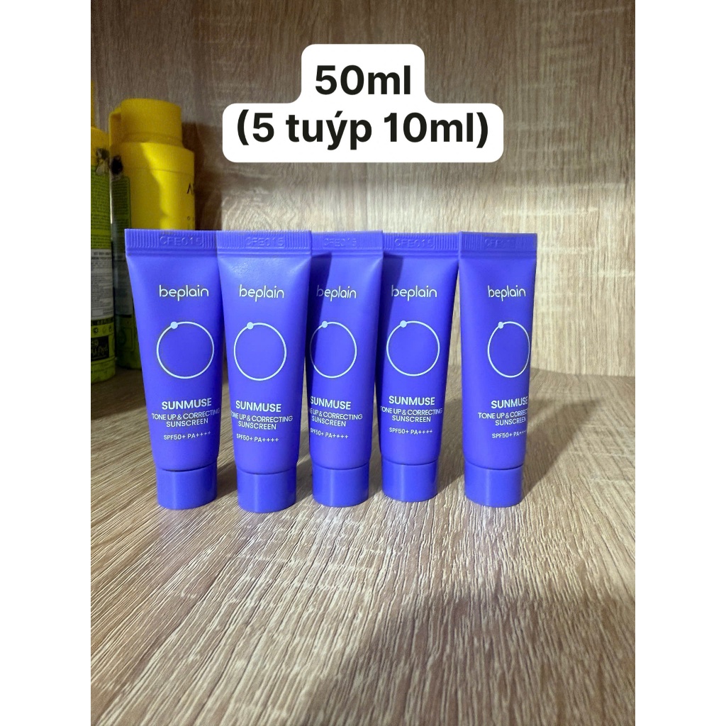 Kem chống nắng BEPLAIN Sunmuse lai Vật Lý & Hoá Học Nâng Tone & Hiệu chỉnh da SPF 50+ PA++++  50ML (Màu Tím)