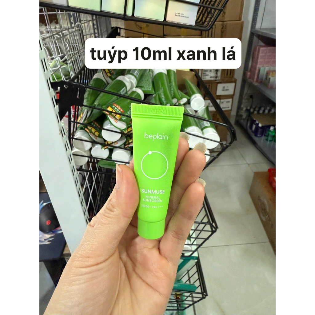 Kem Chống Nắng Beplain Sunmuse Mineral Sunscreen SPF50+ PA++++ 10ml/50ml Hỗ Trợ Kiềm Dầu, Kháng Nước (Xanh lá)