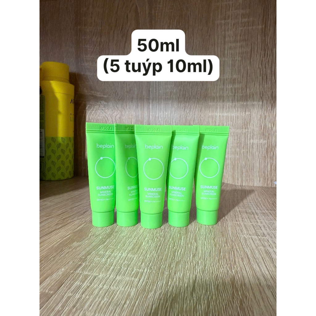 Kem Chống Nắng Beplain Sunmuse Mineral Sunscreen SPF50+ PA++++ 10ml/50ml Hỗ Trợ Kiềm Dầu, Kháng Nước (Xanh lá)