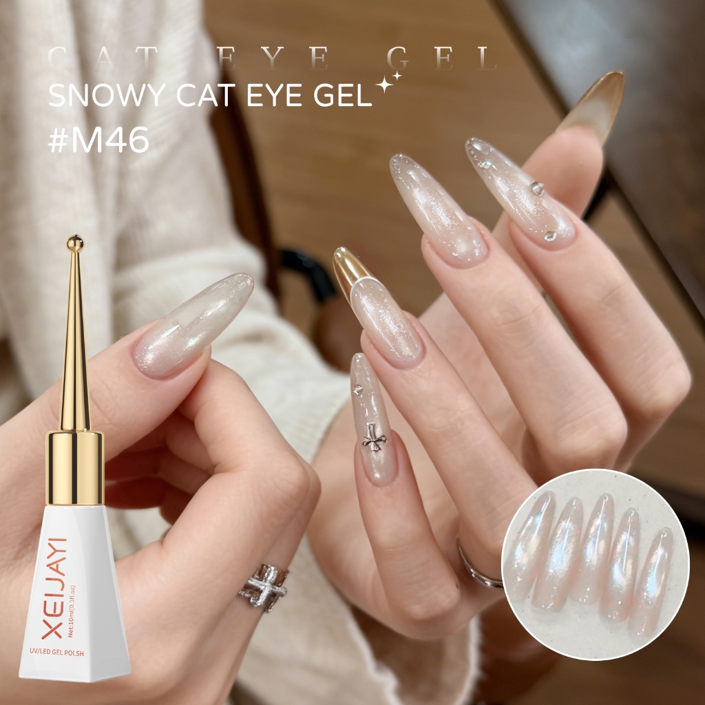 XEIJAYI 10ml - Sơn gel móng tay màu hồng nhạt hiệu ứng mắt mèo, hoàn hảo cho việc tự làm nghệ thuật vẽ móng.