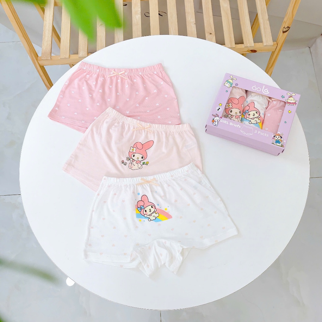 Quần chip đùi bé gái 95% Modal sợi Sồi Lá Homewear A392, combo 3 quần mặc váy trẻ em gái melody