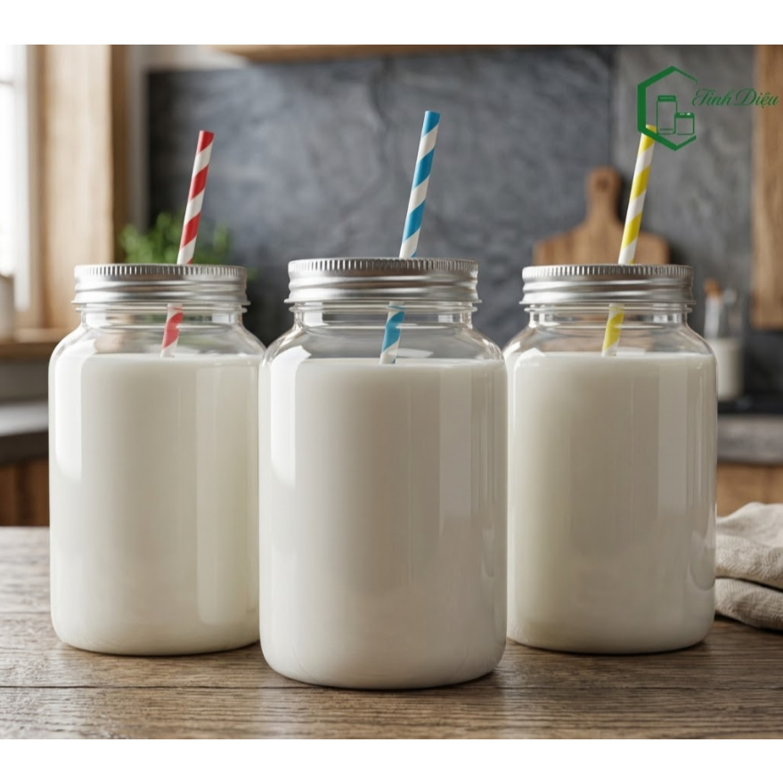 [Sỉ Tận Xưởng] Set 25 Chai Nhựa PET Tròn Trong Dày 210-650ml Nắp Nhôm Đựng Trà Sữa Nước Ép Cafe