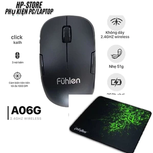 Chuột Không Dây Fuhlen A06G Nội Địa Trung, DPI 1000, USB 2.4GHz Giá Rẻ, BH 12 T, Tặng Kèm Pin