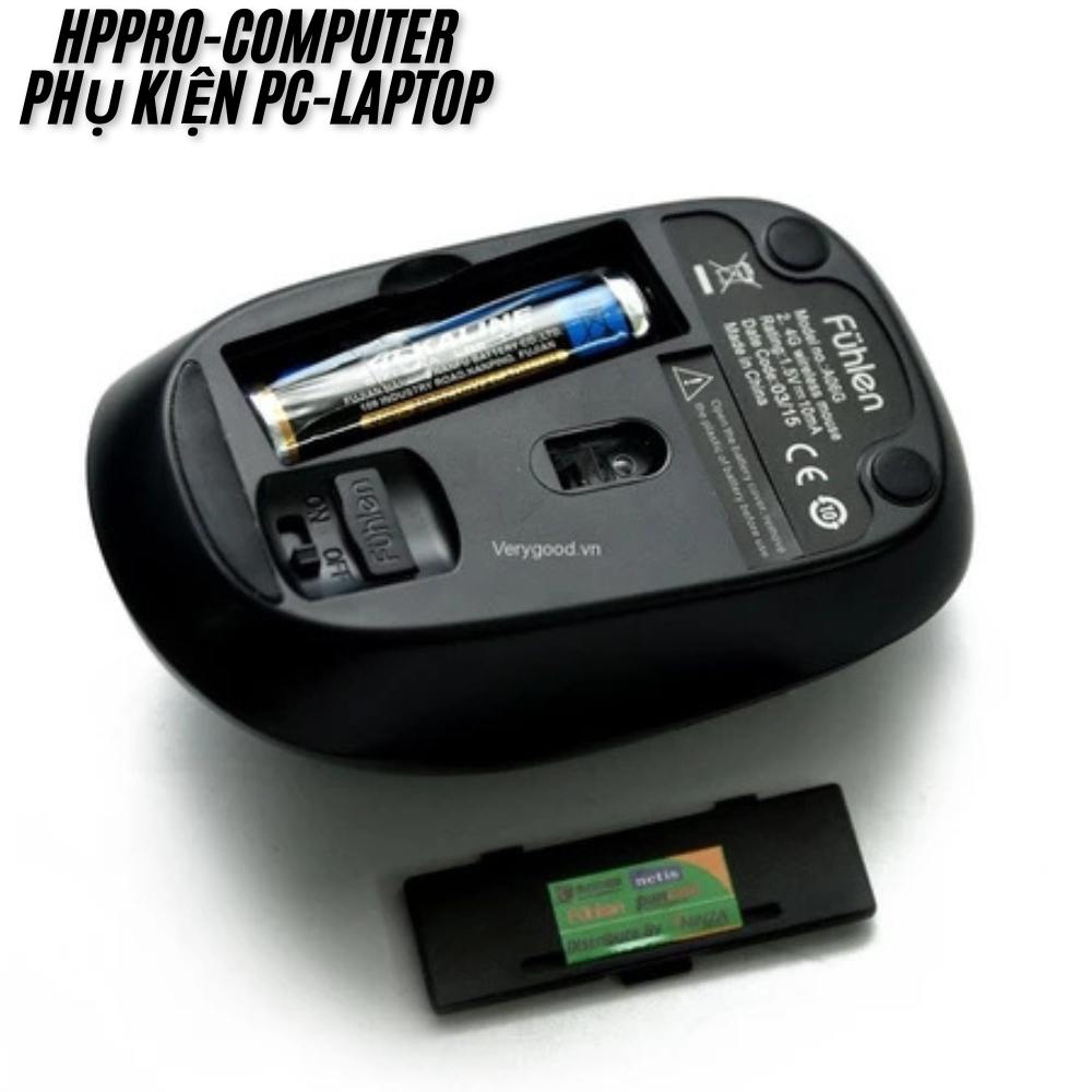 Chuột Không Dây Fuhlen A06G Nội Địa Trung, DPI 1000, USB 2.4GHz Giá Rẻ, BH 12 T, Tặng Kèm Pin
