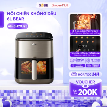 Nồi Chiên Không Dầu Bear 6L Lò Nướng Nồi Chiên Hơi Nước Nồi Chiên Lò Chiên Không Dầu Hấp Nướng Bánh AF-5H20J75
