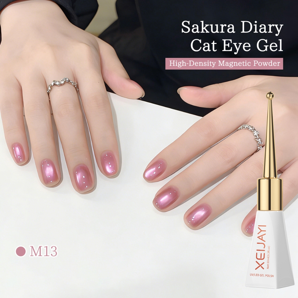 XEIJAYI 10ml - Sơn móng tay dạng gel Sakura Diary Cat Eye mới, lấp lánh và hoàn hảo cho việc làm móng.