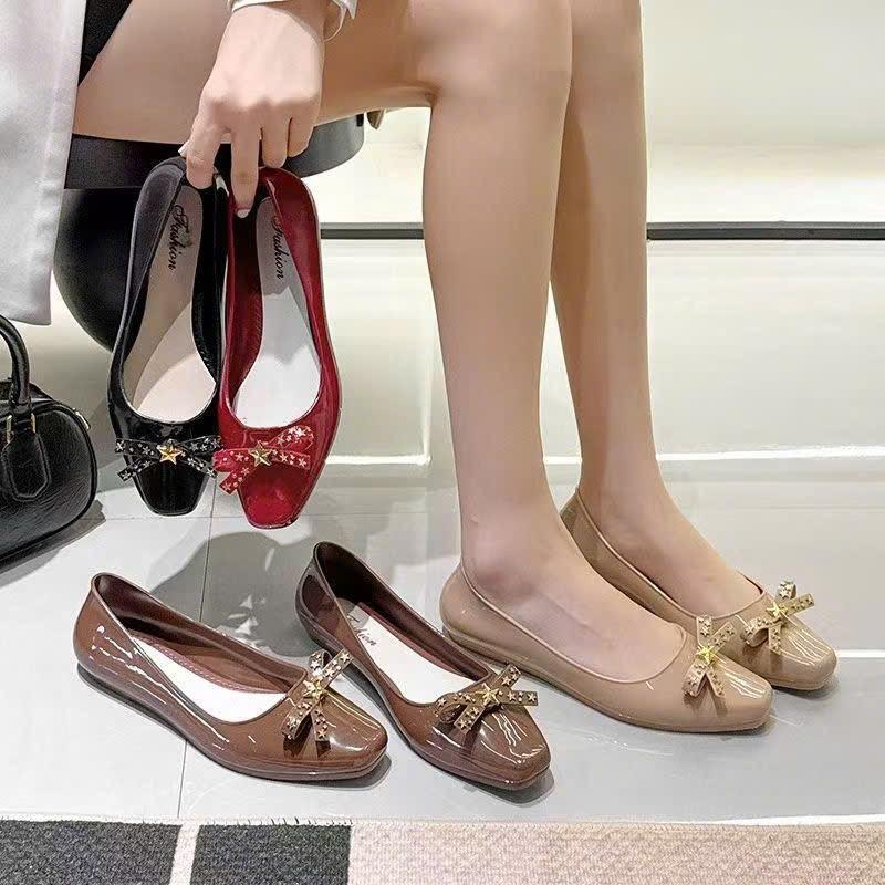 Giày Búp Bê Nữ Đế Bệt Đính Nơ Sao Sang Chảnh