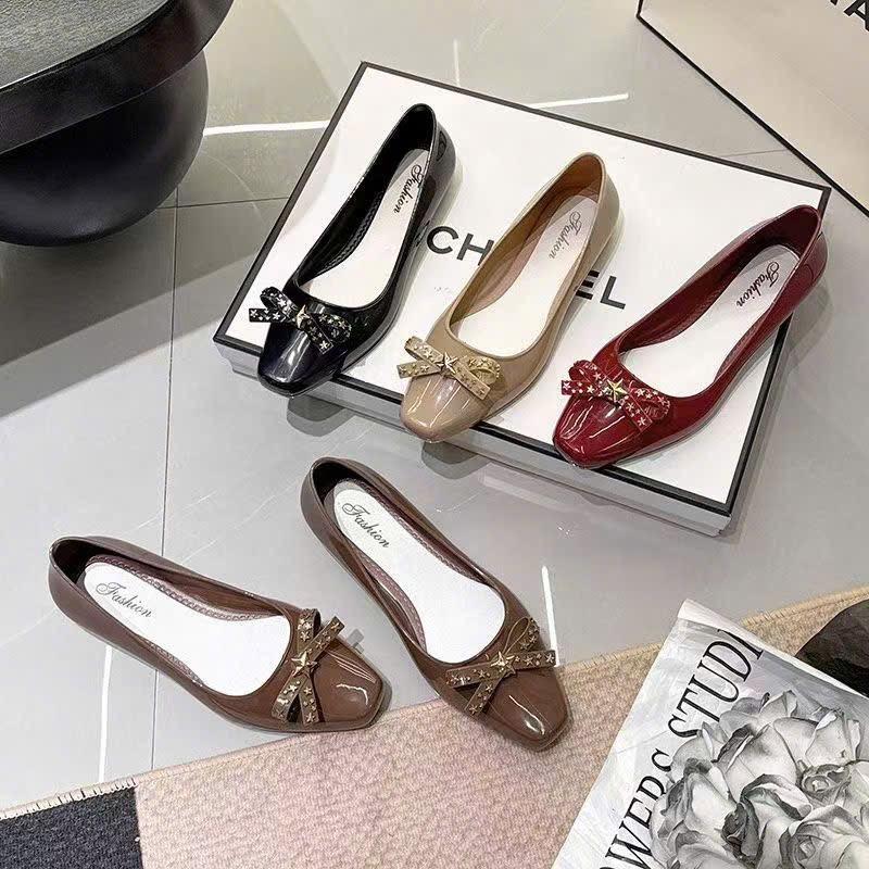 Giày Búp Bê Nữ Đế Bệt Đính Nơ Sao Sang Chảnh