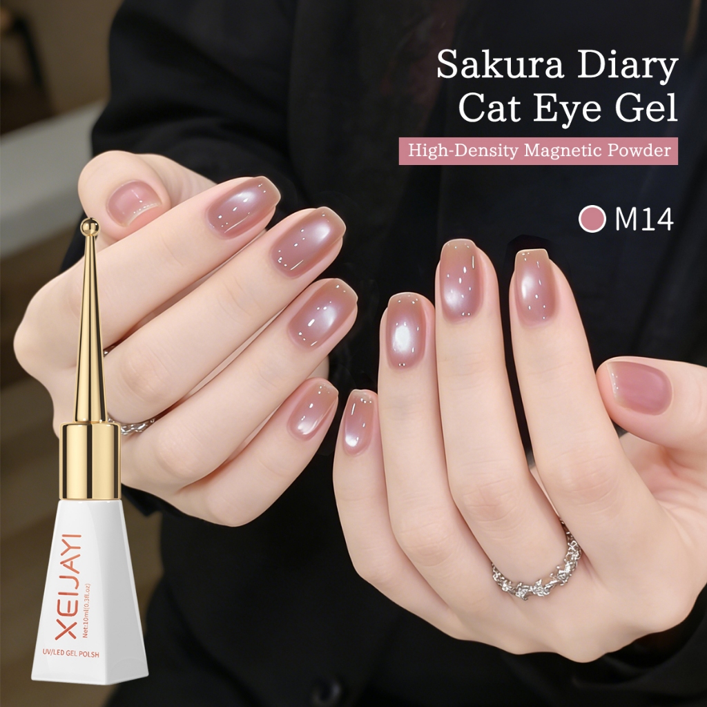 XEIJAYI 10ml - Sơn móng tay dạng gel màu hồng nude họa tiết mắt mèo mới, thích hợp cho việc làm móng