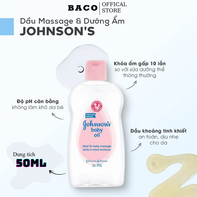 Dầu mát xa dưỡng ẩm cho bé Johnson's baby oil 50ml