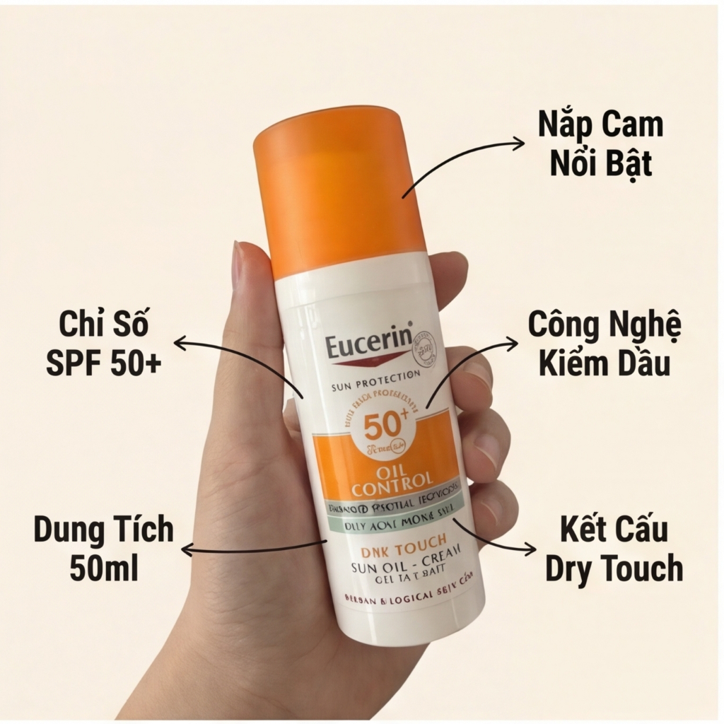 Còn hàng/hàng chính hãng Eucerin Sun Dry Touch SPF50+50ml Kem chống nắng cho mặt Bảo vệ daDưỡngtrắng
