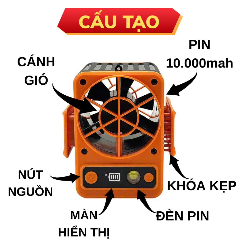 Quạt đeo thắt lưng đeo cổ F13, F17 quạt tích điện Pin dung lượng cao 10000, 15000mAh làm mát 10-12h