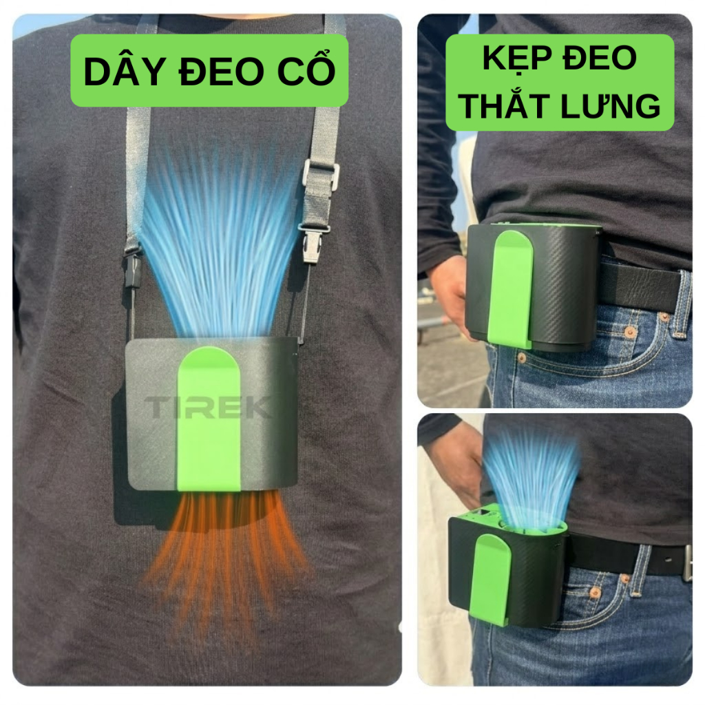 Quạt đeo thắt lưng đeo cổ F13, F17 quạt tích điện Pin dung lượng cao 10000, 15000mAh làm mát 10-12h