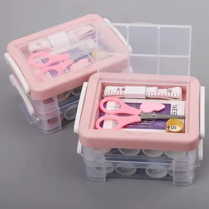 Hộp Kim Chỉ May Vá Đa Năng Kim Khâu, Chỉ, Kéo, Thước Dây Đầy đủ