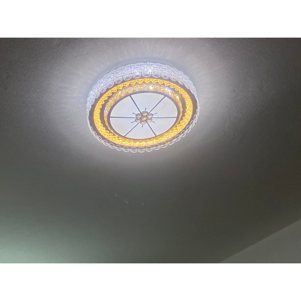 Đèn ốp trần pha lê EVA AP081 D50cm 3 chế độ ánh sáng phong cách hiện đại, sang trọng bảo hành 12 tháng