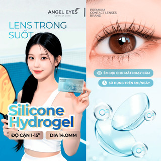 Kính Áp Tròng Trong Suốt Angel Eyes Cao Cấp Silicone Hydrogel Đeo Dài Giờ 12H+ (Độ Cận 1 - 15 Độ)