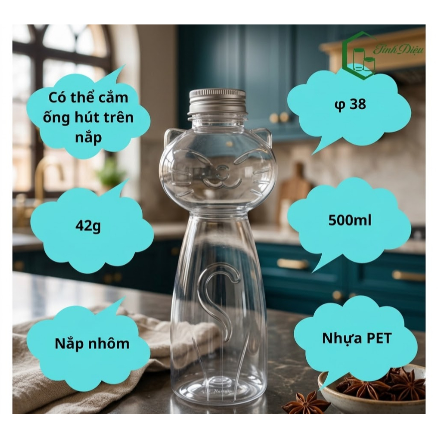 [Sỉ Tận Xưởng] Set 25 Chai Nhựa PET Nhiều Hình Dáng 300-500ml Nắp Nhôm Đựng Trà Sữa Nước Ép Cafe