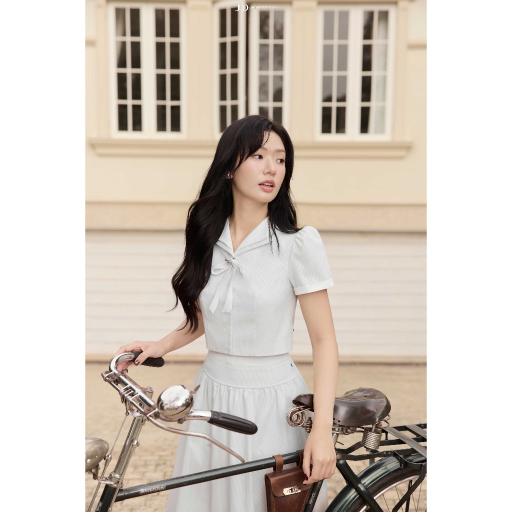 Set Áo Dáng Croptop 2T21.2602, Chân Váy Xòe Nhún Tầng 4L06.2602, Set Đồ Nữ Công Sở Thanh Lịch, Bộ Đồ Nữ Nàng Thơ By JM