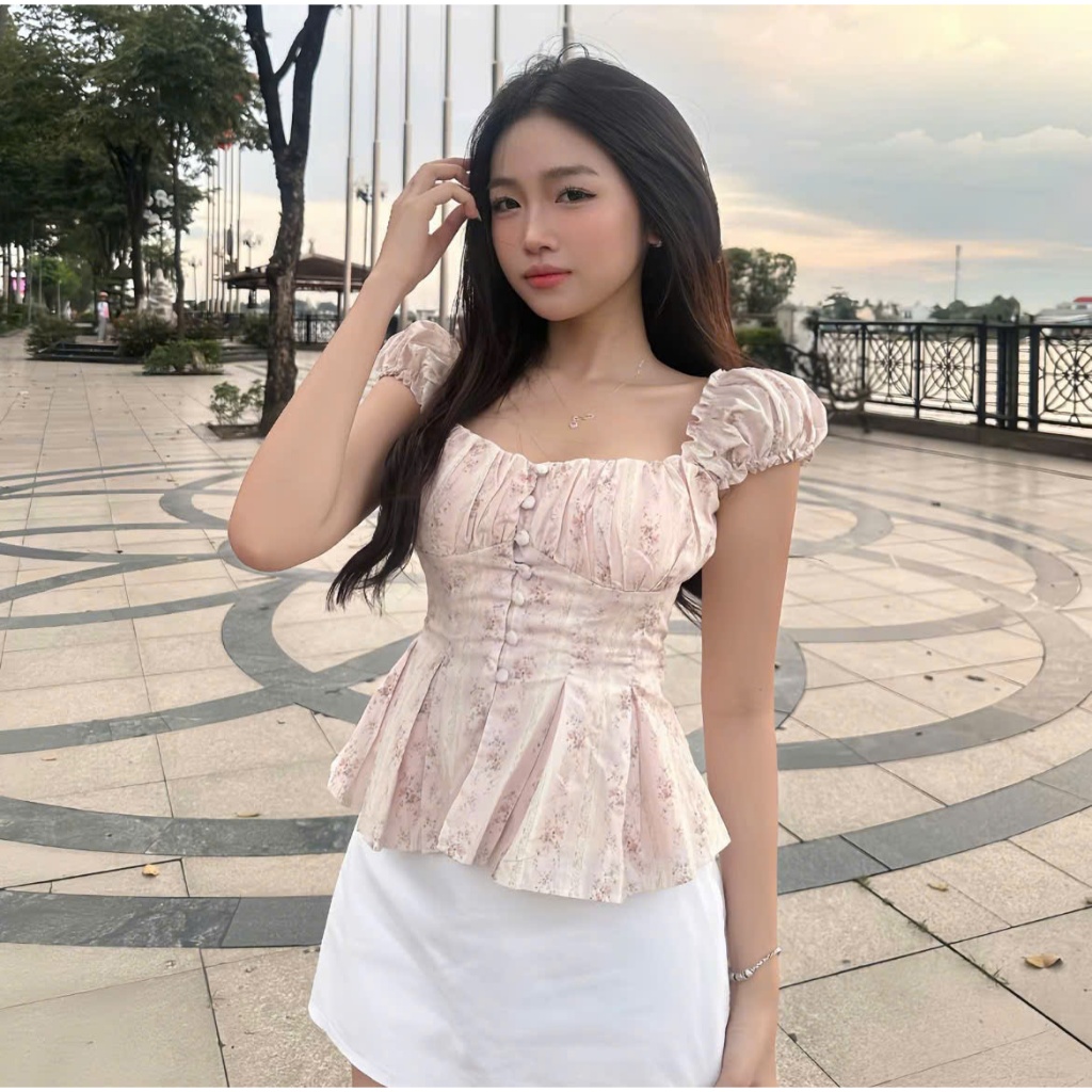 ÁO HOA NHÍ NÚT BỌC BA MẦU TIỂU THƯ