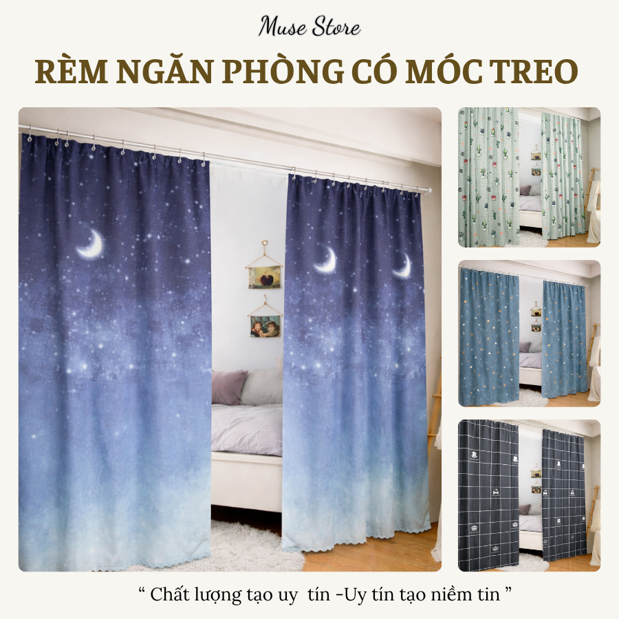 Rèm Rido Ngăn Phòng che nắng, quy cách treo hiện đại, chất vải poly mềm ...