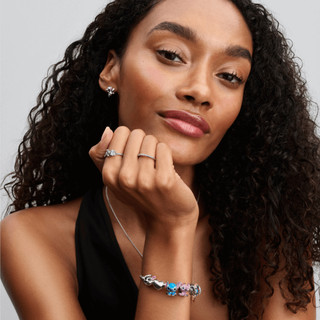 Vòng Tay Bạc Disney x Pandora Khóa Stitch Xanh