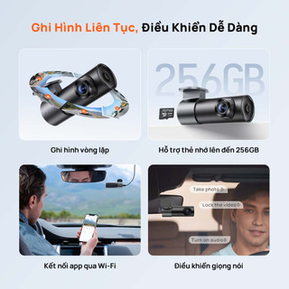 Camera hành trình 70Mai M310 3K Plus bản quốc tế, chính hãng, xoay 360 ghi hình 3K UHD sắc nét