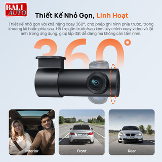 Camera hành trình 70Mai M310 3K Plus bản quốc tế, chính hãng, xoay 360 ghi hình 3K UHD sắc nét
