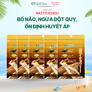 Viên Uống Nattokinase 3000FU Phòng Ngừa Đột Quỵ, Bổ Não, Giúp Ngủ Ngon Natto Ichou Genki Fami Nhật Bản Túi 30 Viên