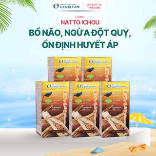 TPBVSK Combo Viên Uống Bổ Não, Ngừa Đột Quỵ Tai Biến, Giúp Ngủ Ngon Nattokinase 3000FU Natto Ichou Genki Fami Nhật Bản